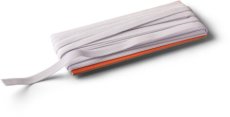 roll of knitted elastic material isolated white background, commonly used in textile industry...