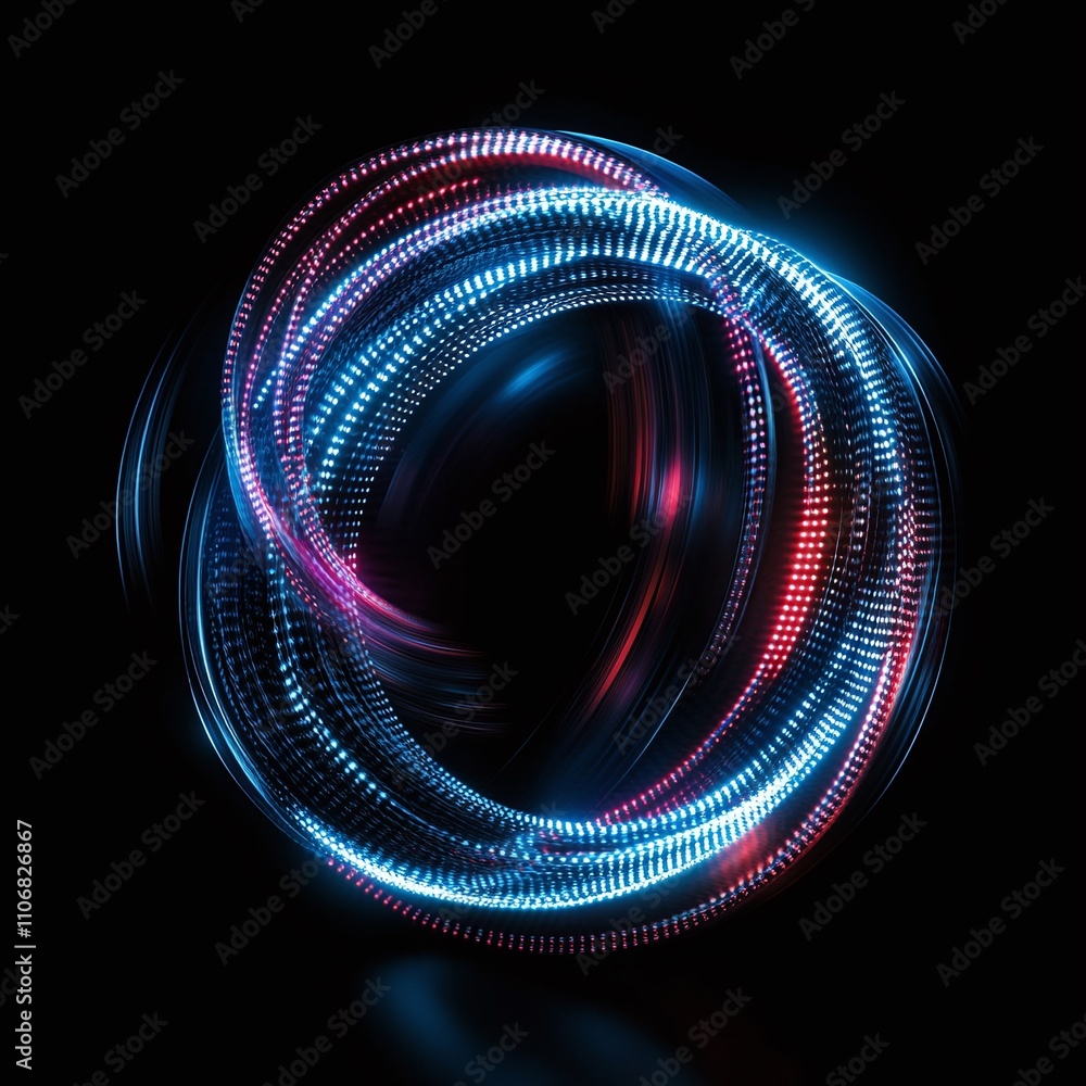 Poster vibrant abstract light trail swirling in dark background for dynamic visual effects and creative des