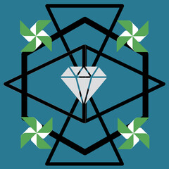 diamond on blue background