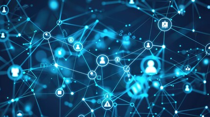 Obraz premium Futuristic Digital Network Connections and Data Exchange