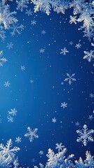 Blue Winter Background with Snowflakes.