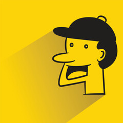 male face character with shadow on yellow background