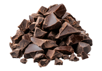 Chocolate chunks. Isolated asset with transparent background.