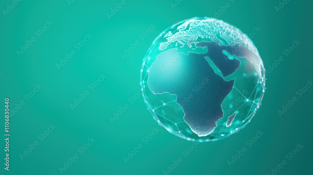 Poster global network connection digital earth internet communication technology background