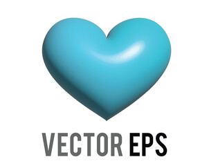 3D classic love light blue glossy heart icon