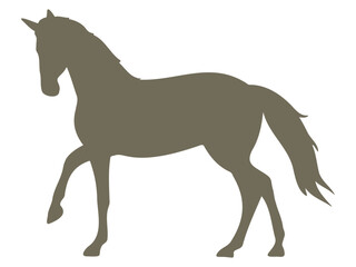横から見た歩いている馬のシルエットイラスト素材