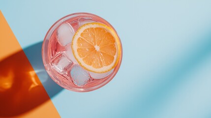 Refreshing pink lemonade with citrus slices bright background beverage photography summer vibes top-down perspective refreshment concept