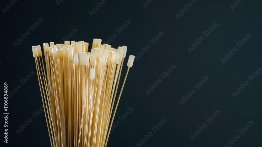 Poster fiber optic telecom signals technology lab abstract image dark background close-up innovation concep