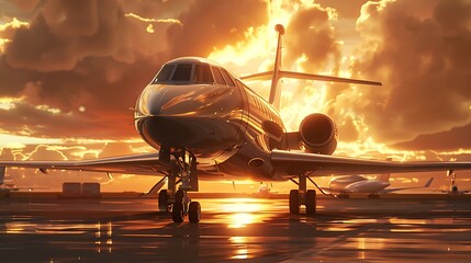 Fototapeta premium Private jet from the front glossy finish under sunlight