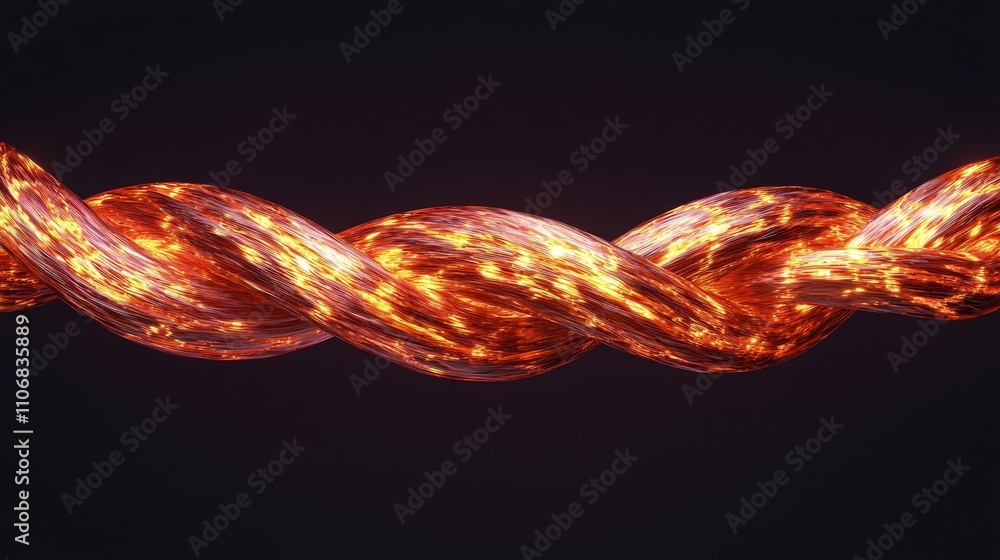 Poster dynamic advanced glowing fiber optic strands connecting to futuristic technology in dark environment