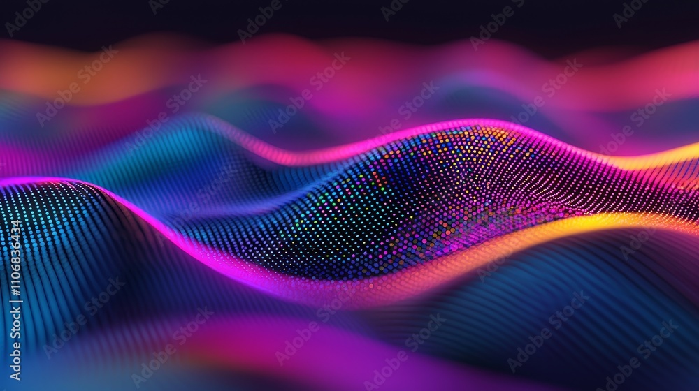 Poster dynamic light waves interaction abstract environment visual art digital landscape colorful waves con