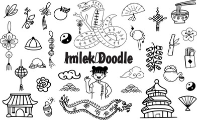 Obraz premium imlek hand drawn line art doodle vector illustration