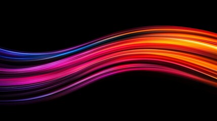 Dynamic energy flowing through fiber optics abstract art digital vibrant colors black background visual concept