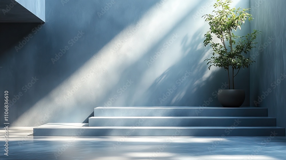 Poster a light gray background with a shining beam of light leaves an empty space for a product display