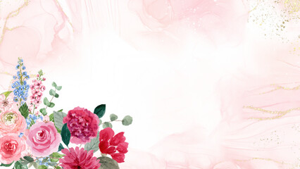 watercolor flower frame background vector