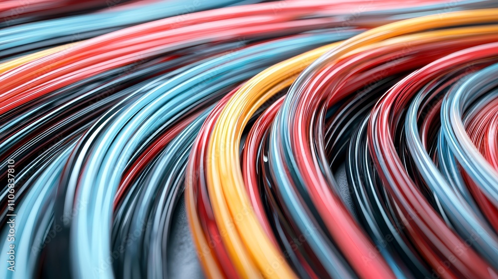 Poster dynamic fiber optic lines in soft motion abstract art digital space creative design vibrant colors f