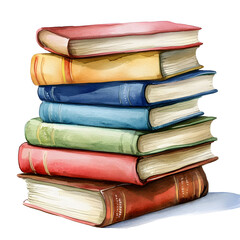 Books 3D Watercolor Illustration on white and Transparent Background