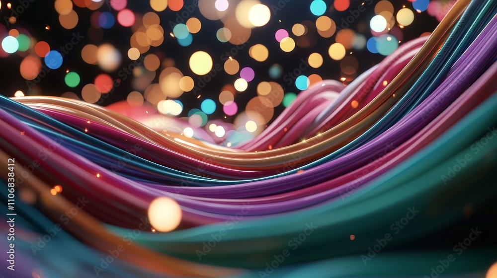 Poster fiber optic telecom system transmitting fast data digital environment abstract view technology conce