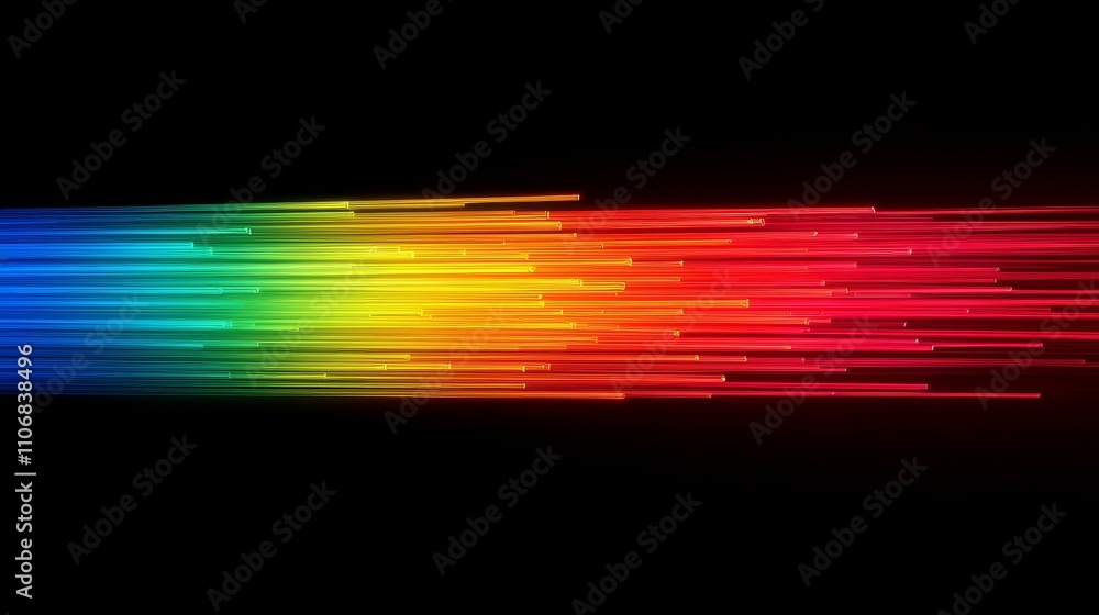 Poster fiber optics light display digital art colorful spectrum abstract design close-up view visual techno