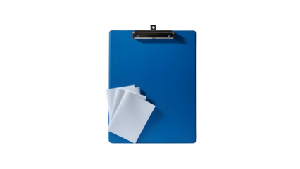 blue folder with paper, blue folder with clip, notebook isolated on white background, notebook isolated on white