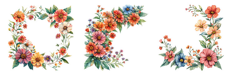 Vibrant Floral Elements for Creative Projects Isolated on transparent background