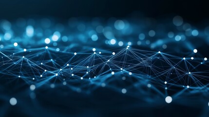 Obraz premium Abstract digital network with glowing nodes and lines