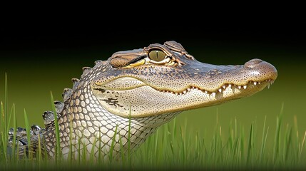 Obraz premium Close up of Baby Alligator in Grass Wildlife Photography