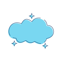 Simple and cute cloud vector illustration in blue color, cloud vector with blue color in hand drawn style