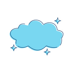 Simple and cute cloud vector illustration in blue color, cloud vector with blue color in hand drawn style