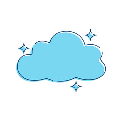 Simple and cute cloud vector illustration in blue color, cloud vector with blue color in hand drawn style