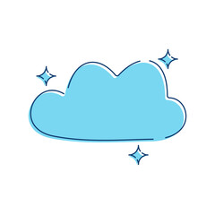Simple and cute cloud vector illustration in blue color, cloud vector with blue color in hand drawn style