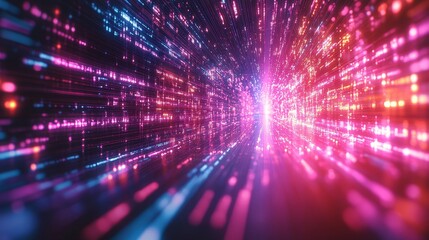 Obraz premium Abstract Digital Tunnel of Light and Data