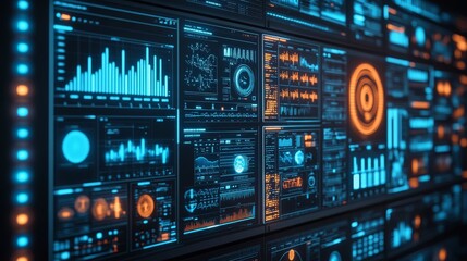 Fototapeta premium Futuristic Interface with Data Visualizations and a Target Icon