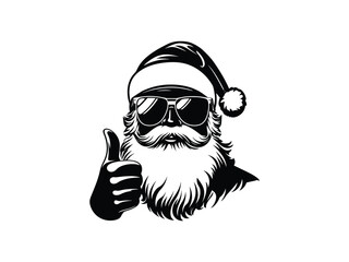 Santa Silhouette with Sunglasses and Thumbs Up