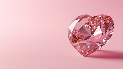 Heart Shaped Diamond on pink Background