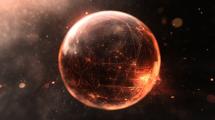 Fototapeta premium A Fiery Orb Suspended in a Dark Void