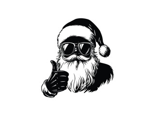 Santa Silhouette with Sunglasses and Thumbs Up