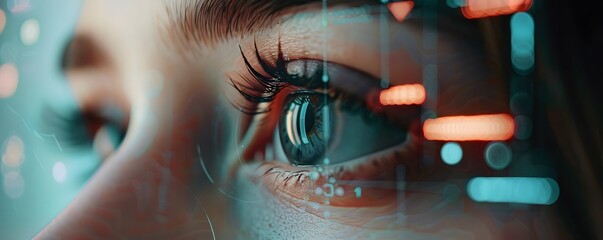 Closeup Eye Digital Overlay Futuristic Technology