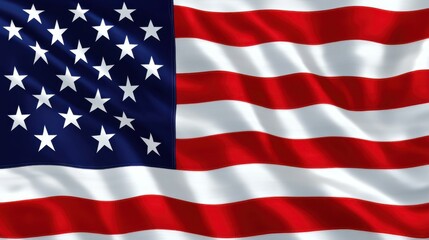 American flag waving in the wind, concept of patriotism and pride, soft focus background, bright and inspiring tone, symbol of national unity and freedom.