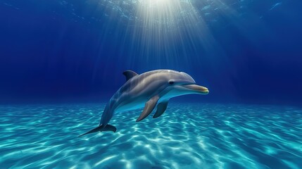 Underwater Dolphin Grace Ocean Wildlife Marine Mammal Aquatic Life Sunbeams