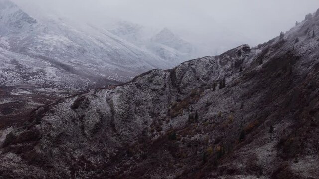 Ogilvie Mountain Ridge During Winter At Dempster Highway In Yukon, Canada. Aerial Shot