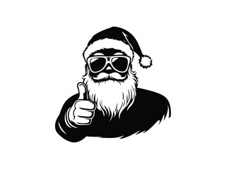 Santa Silhouette with Sunglasses and Thumbs Up