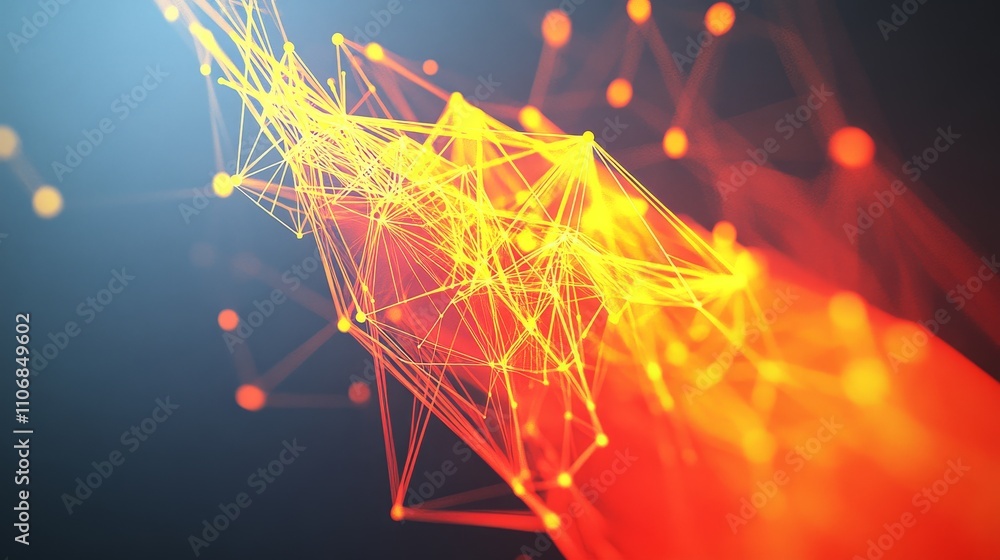 Aufkleber abstract digital art of a glowing geometric shape with a fiery background