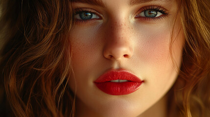 Lips correction concept Close-up photo of a beautiful woman face and lip