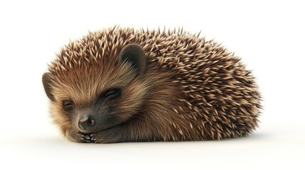 Obraz premium Cute sleeping hedgehog curled up.