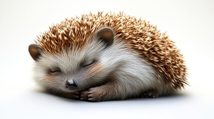 Cute sleeping hedgehog curled up.