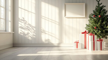 Fototapeta premium Gift boxs on wooden background Merry Christmas and Happy Holidays