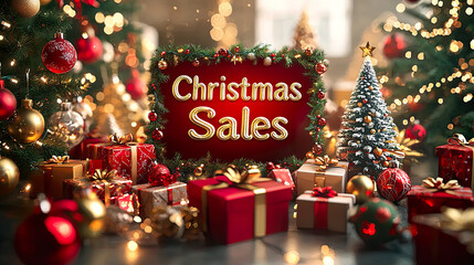 Christmas Sales poster background design Merry Christmas and Happy Holidays