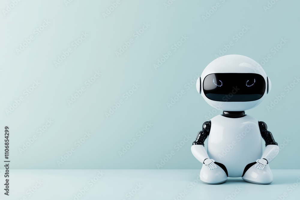 Poster virtual customer service, a modern chatbot in a minimalist setting, set to help with a sleek digital