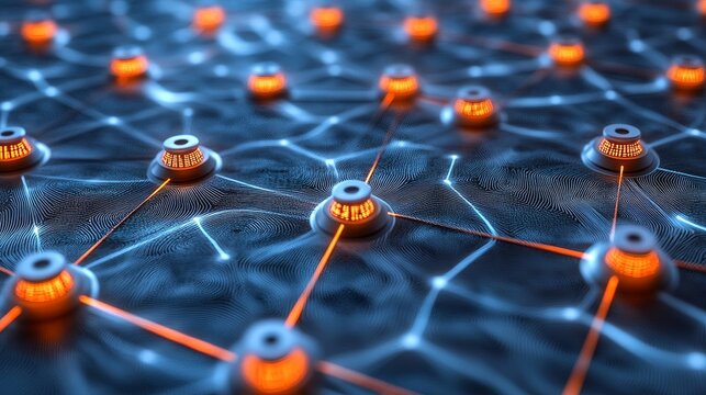 Abstract Representation of a Network with Nodes and Connections